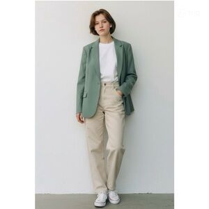J.Crew sage green 2 buttons up office business career blazer jacket size 16